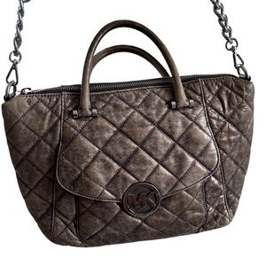Michael Kors Fulton Quilted Top Handle Satchel in Bronze Metallic